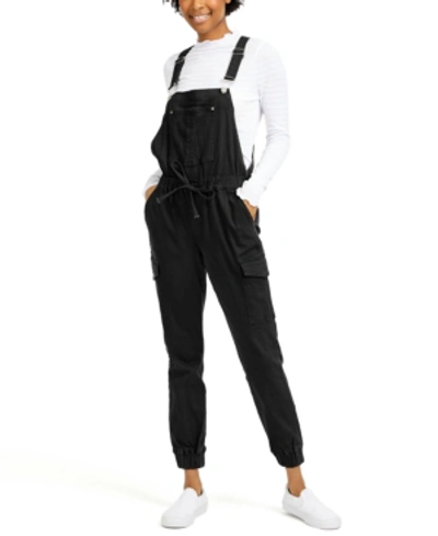 Shop Almost Famous Juniors' Jogger Overalls In Black