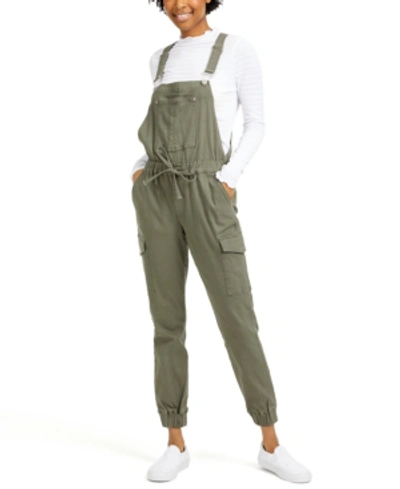 Shop Almost Famous Juniors' Jogger Overalls In Olive