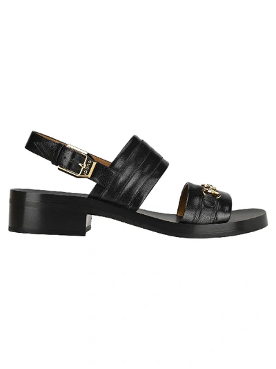 Shop Gucci Horsebit Detail Sandals In Black