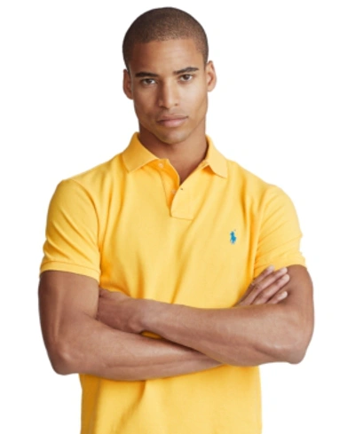 Shop Polo Ralph Lauren Men's Custom Slim Fit Mesh Polo In Yellow Fin