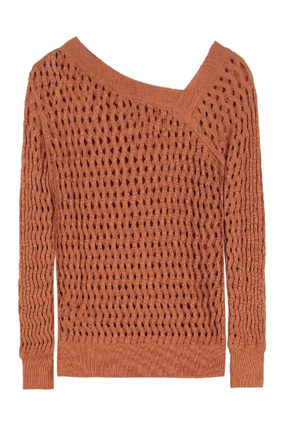 Shop Pinko Los Roques Openwork-knit Pullover In Brown