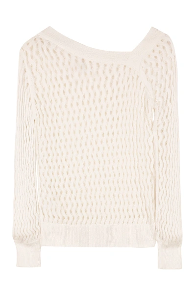 Shop Pinko Los Roques Openwork-knit Pullover In White