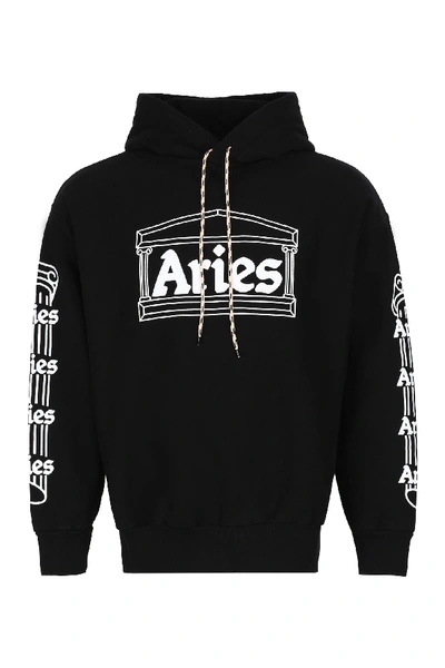 Shop Aries Cotton Hoodie In Black