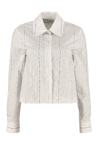 Shop Off-white Striped Poplin Shirt In White