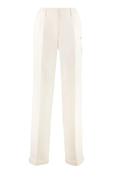 Shop Off-white Contrast Piping Trousers In White