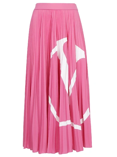 Shop Valentino Skirt In Fuxia Fluo/bianco