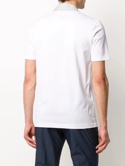 Shop Hugo Boss Waffle-weave Short Sleeved Polo Shirt In White