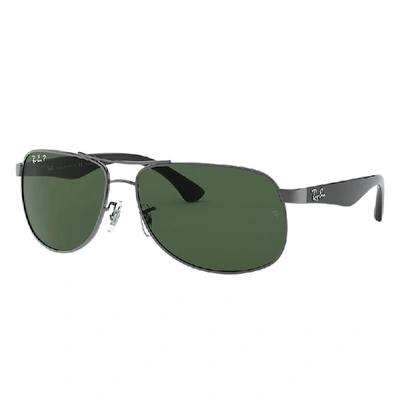 Shop Ray Ban Rb3502 Sunglasses Black Frame Green Lenses Polarized 61-14