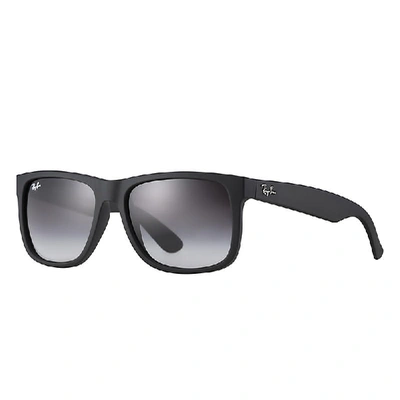 Shop Ray Ban Sunglasses Man Justin Classic - Black Frame Grey Lenses 54-16