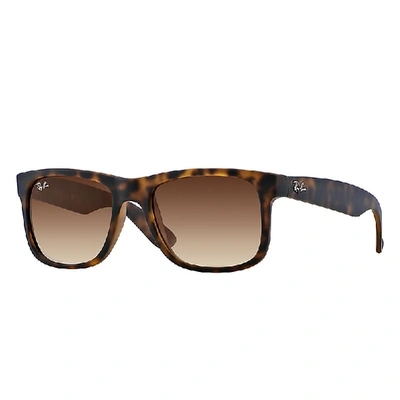 Shop Ray Ban Sunglasses Man Justin Classic - Havana Frame Brown Lenses 54-16 In Tortoise