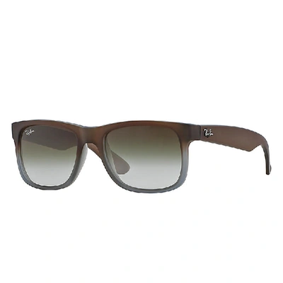 Shop Ray Ban Sunglasses Man Justin Classic - Brown Frame Green Lenses 54-16