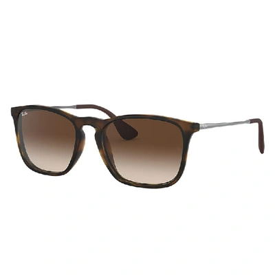 Shop Ray Ban Sunglasses Man Chris - Havana Frame Brown Lenses 54-18 In Tortoise