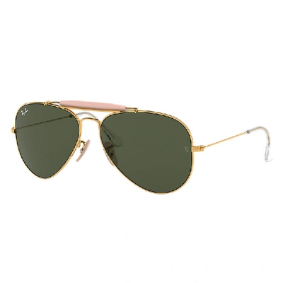 Shop Ray Ban Outdoorsman Ii Sunglasses Gold Frame Green Lenses 62-14