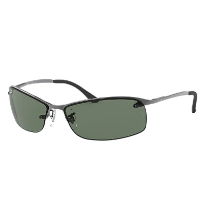 Shop Ray Ban Rb3183 Sunglasses Gunmetal Frame Green Lenses 63-15 In Grey