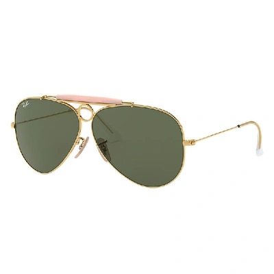 Shop Ray Ban Shooter Sunglasses Gold Frame Green Lenses 58-09