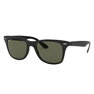 Shop Ray Ban Wayfarer Liteforce Sunglasses Black Frame Green Lenses Polarized 52-20