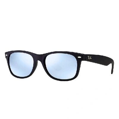 Ray Ban New Wayfarer Flash Sunglasses Black Frame Silver Lenses 52-18 In Black