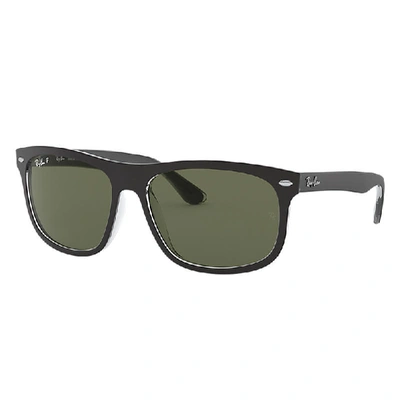 Shop Ray Ban Rb4226 Sunglasses Black On Transparent Frame Green Lenses Polarized 56-16