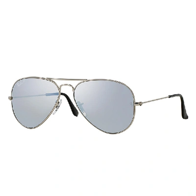 Ray Ban Aviator Mirror Sunglasses Silver Frame Grey Lenses Polarized 58-14 In Silver