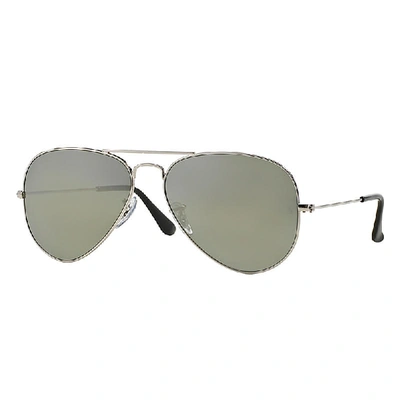 Ray Ban Aviator Classic Sunglasses Silver Frame Grey Lenses Polarized 58-14 In Silver