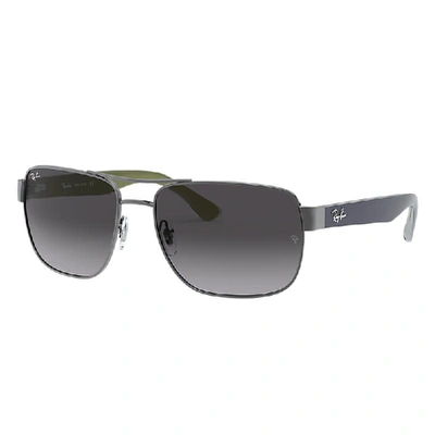 Shop Ray Ban Sunglasses Man Rb3530 - Gunmetal Frame Grey Lenses 58-17 In Blue