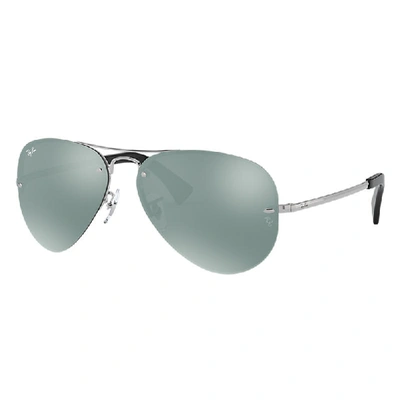 Shop Ray Ban Rb3449 Sunglasses Silver Frame Silver Lenses 59-14