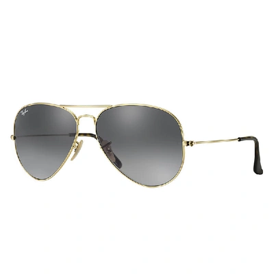 Ray Ban Aviator Havana Collection Sunglasses Gold Frame Grey Lenses 62-14 In Gold