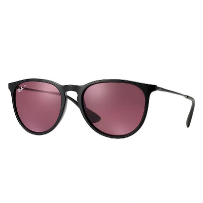 Shop Ray Ban Erika Classic Sunglasses Black Frame Violet Lenses Polarized 54-18