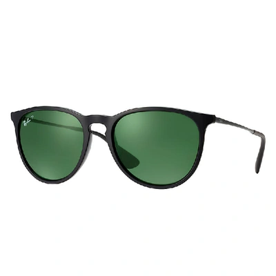Shop Ray Ban Sunglasses Woman Erika Classic - Black Frame Green Lenses Polarized 54-18 In Schwarz