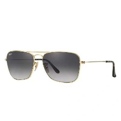 Ray Ban Caravan Sunglasses Gold Frame Grey Lenses 58-15 In Gold