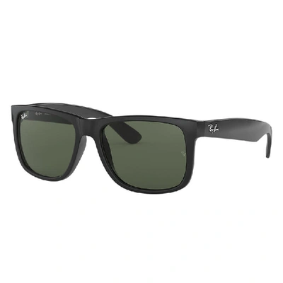 Shop Ray Ban Sunglasses Man Justin Classic - Black Frame Green Lenses 54-16