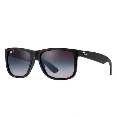 Ray Ban Justin Classic Sunglasses Black Frame Grey Lenses Polarized 54-16 In Black