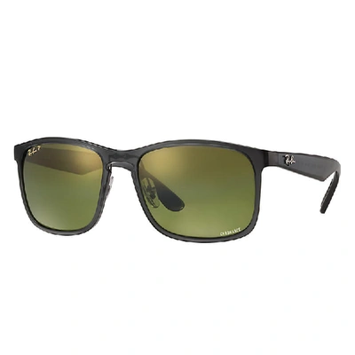 Shop Ray Ban Rb4264 Chromance Sunglasses Grey Frame Green Lenses Polarized 58-18