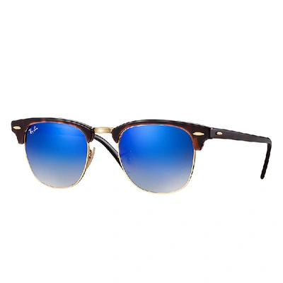 Shop Ray Ban Clubmaster Flash Lenses Gradient Sunglasses Tortoise Frame Blue Lenses 49-21