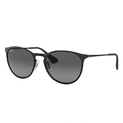 Ray Ban Erika Metal Sunglasses Black Frame Grey Lenses Polarized 54-19 In Black