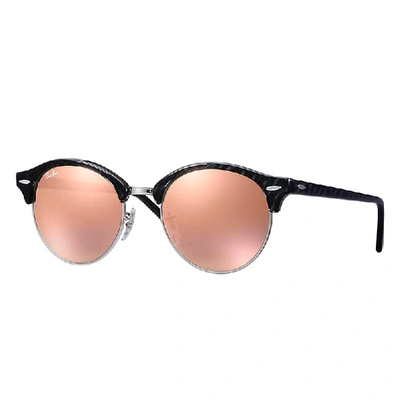 Shop Ray Ban Clubround Flash Lenses Sunglasses Black Frame Pink Lenses 51-19