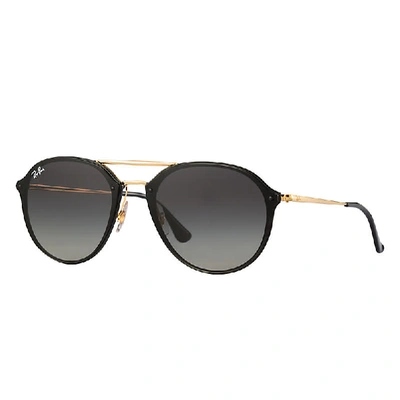 Shop Ray Ban Blaze Double Bridge Sunglasses Black Frame Grey Lenses 61-14 In Gold