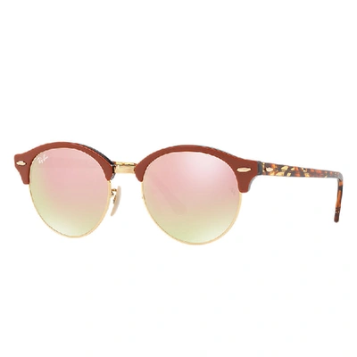 Shop Ray Ban Clubround Flash Lenses Sunglasses Orange Frame Pink Lenses 51-19