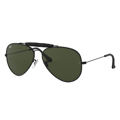 Shop Ray Ban Outdoorsman Craft Sunglasses Black Frame Green Lenses 58-14