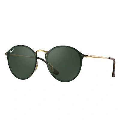 Shop Ray Ban Blaze Round Sunglasses Gold Frame Green Lenses 59-14