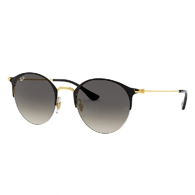 Shop Ray Ban Sunglasses Woman Rb3578 - Black On Gold Frame Grey Lenses 50-22