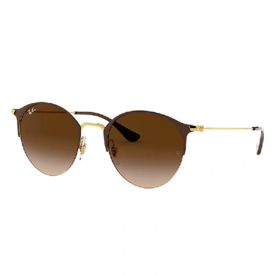 Shop Ray Ban Sunglasses Woman Rb3578 - Brown Frame Brown Lenses 50-22 In Gold