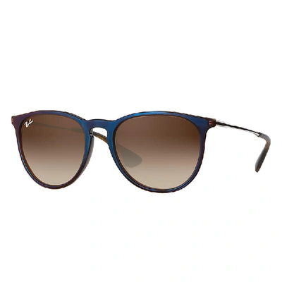 Ray Ban Erika Classic Sunglasses Silver Frame Brown Lenses 54-18 In Silver