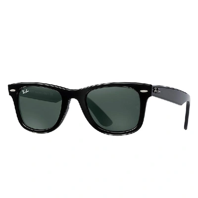 Ray Ban Wayfarer Ease Sunglasses Black Frame Green Lenses 50-22 In Black