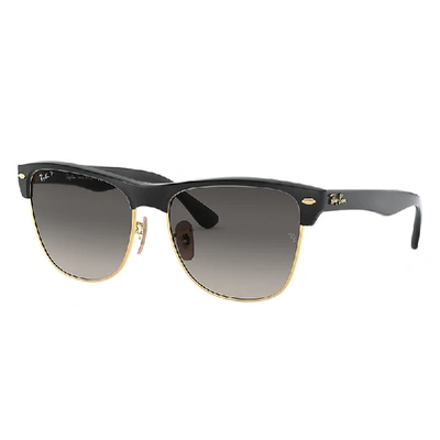 Shop Ray Ban Clubmaster Oversized Sunglasses Black Frame Grey Lenses Polarized 57-16