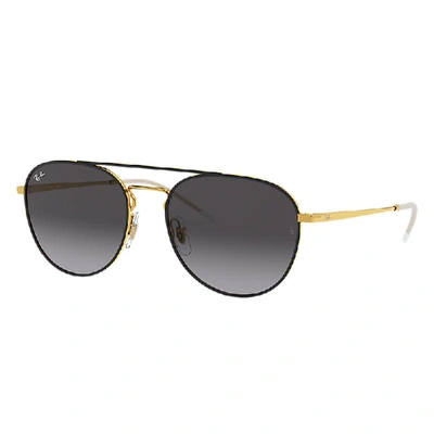 Ray Ban Rb3589 Sunglasses Gold Frame Grey Lenses 55-18 In Gold