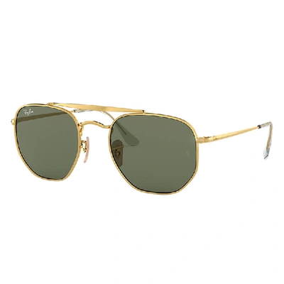 Shop Ray Ban Marshal Sunglasses Gold Frame Green Lenses 51-21