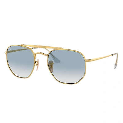 Shop Ray Ban Sunglasses Unisex Marshal - Gold Frame Blue Lenses 51-21