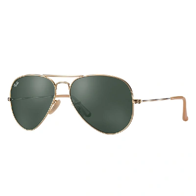 Shop Ray Ban Aviator 1937 Sunglasses Gold Frame Green Lenses 58-14