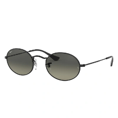 Shop Ray Ban Oval Flat Lenses Sunglasses Black Frame Grey Lenses 54-21